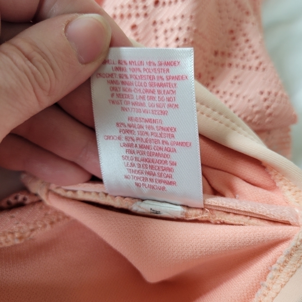 Xhilaration peach flowy cut out off the shoulder bikini top L (11-13) - Picture 4 of 9